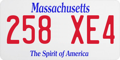 MA license plate 258XE4