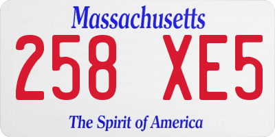 MA license plate 258XE5
