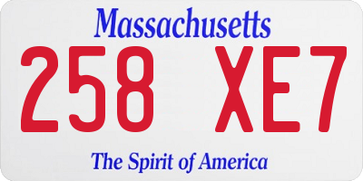 MA license plate 258XE7