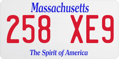MA license plate 258XE9