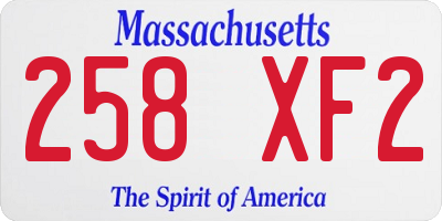 MA license plate 258XF2