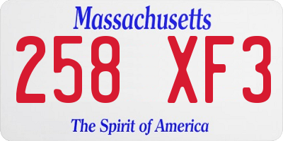 MA license plate 258XF3