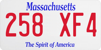 MA license plate 258XF4