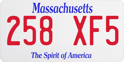 MA license plate 258XF5