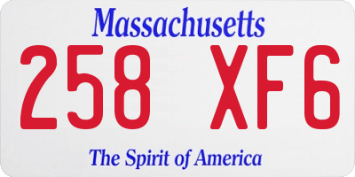 MA license plate 258XF6