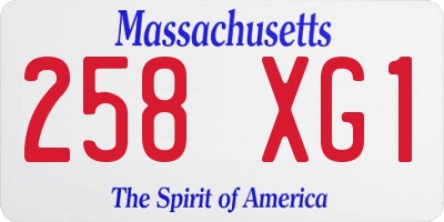 MA license plate 258XG1