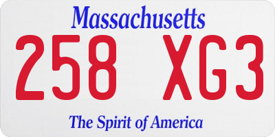 MA license plate 258XG3