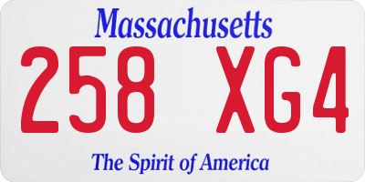 MA license plate 258XG4
