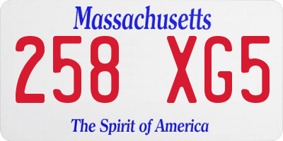 MA license plate 258XG5