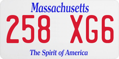 MA license plate 258XG6