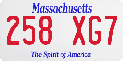 MA license plate 258XG7
