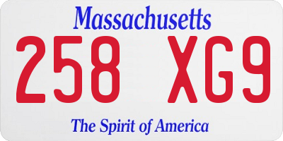 MA license plate 258XG9