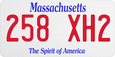 MA license plate 258XH2