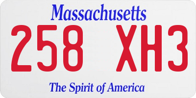 MA license plate 258XH3