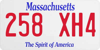 MA license plate 258XH4