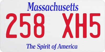 MA license plate 258XH5