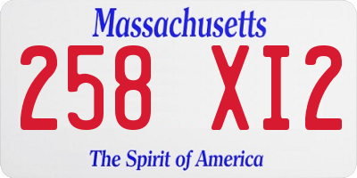 MA license plate 258XI2