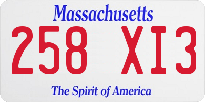 MA license plate 258XI3
