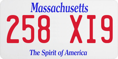 MA license plate 258XI9
