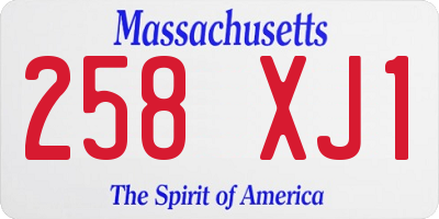 MA license plate 258XJ1