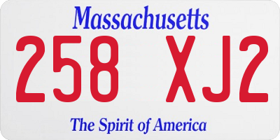 MA license plate 258XJ2