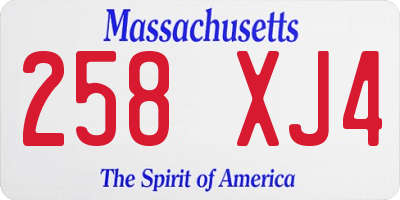 MA license plate 258XJ4