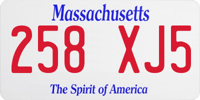 MA license plate 258XJ5