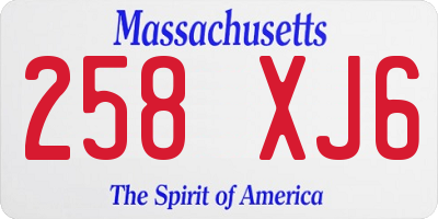 MA license plate 258XJ6