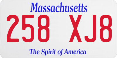 MA license plate 258XJ8