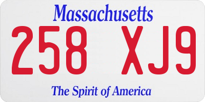 MA license plate 258XJ9