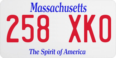 MA license plate 258XK0