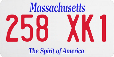 MA license plate 258XK1