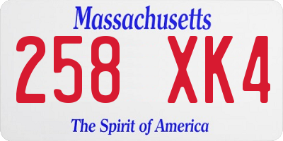 MA license plate 258XK4