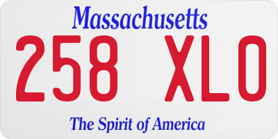 MA license plate 258XL0
