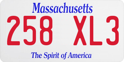 MA license plate 258XL3