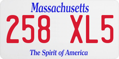MA license plate 258XL5