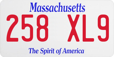 MA license plate 258XL9