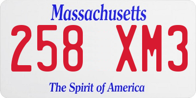 MA license plate 258XM3
