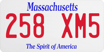 MA license plate 258XM5