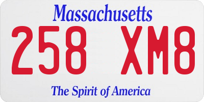 MA license plate 258XM8
