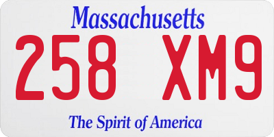 MA license plate 258XM9