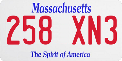 MA license plate 258XN3