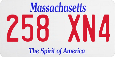 MA license plate 258XN4