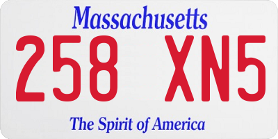 MA license plate 258XN5
