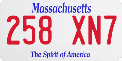 MA license plate 258XN7