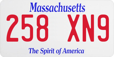 MA license plate 258XN9