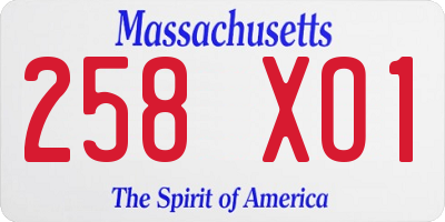 MA license plate 258XO1