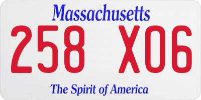 MA license plate 258XO6