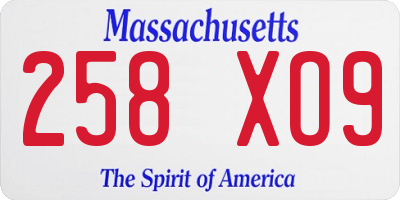 MA license plate 258XO9
