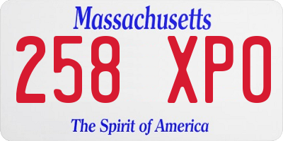 MA license plate 258XP0